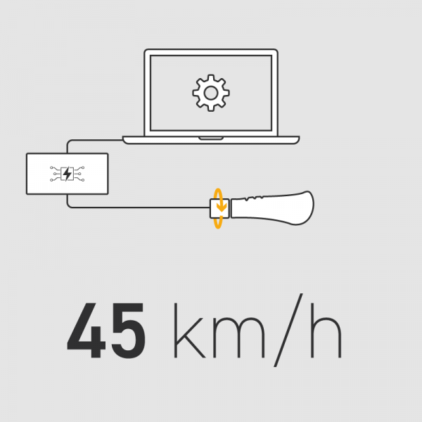 Configure el controlador con conducción pura del motor sin pedalear con puño del acelerador hasta 45 km/h