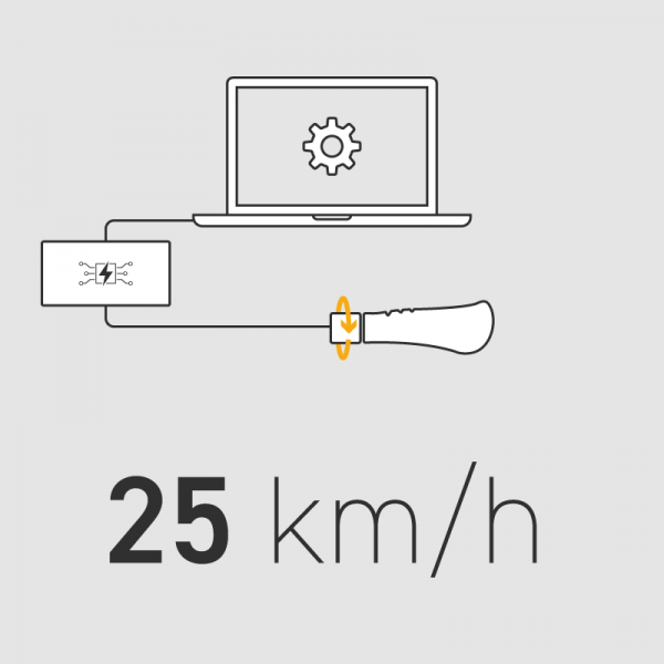 Configure el controlador con conducción pura del motor sin pedalear con puño del acelerador hasta 25 km/h